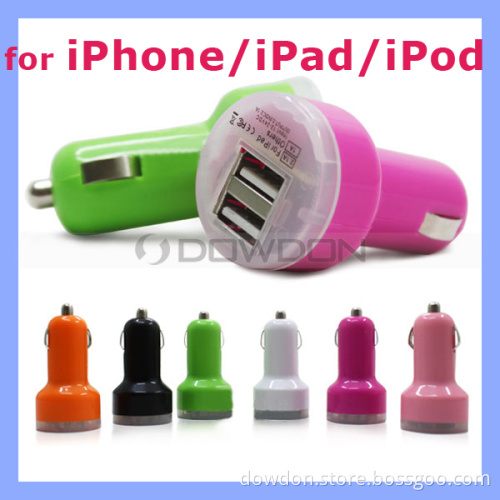 Colorful Dual USB Car Chargers for iPhone 5 5s 5c iPod